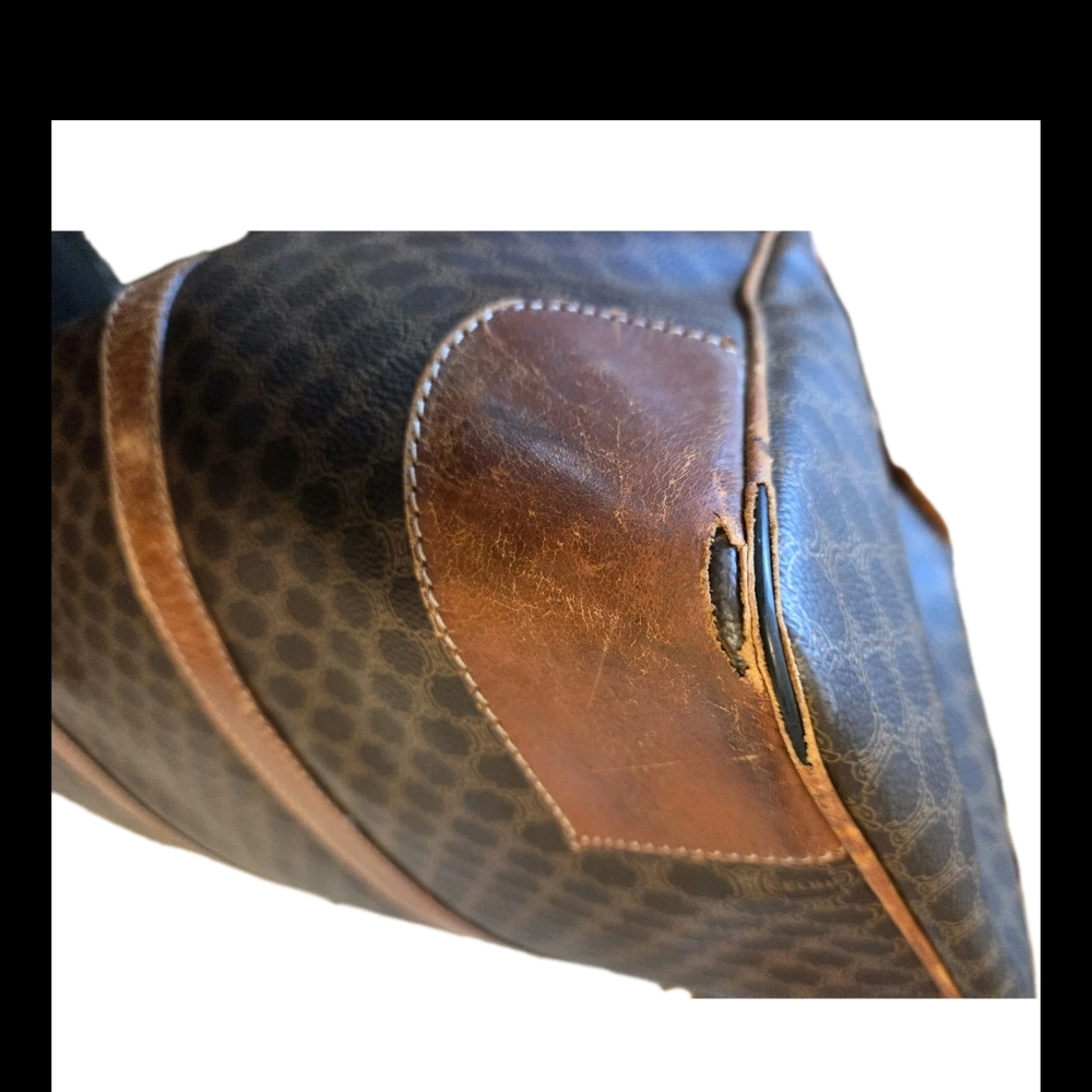 Celine Triomphe Macadam Boston Bag Brown Leather Large Capacity W Sholder Strap - Picture 12 of 14